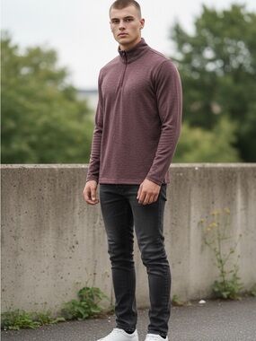 J. Crew Performance Heathered Plum Half-Zip Pullover